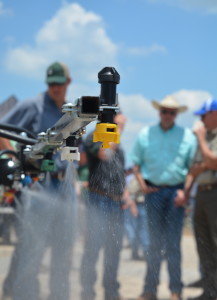 A spray nozzle demonstration was part of the 2015 BASF-Texas A&M AgriLife Extension Service Grow Smart Crop Tour recently. (Texas A&M AgriLife Extension Service photo by Blair Fannin)