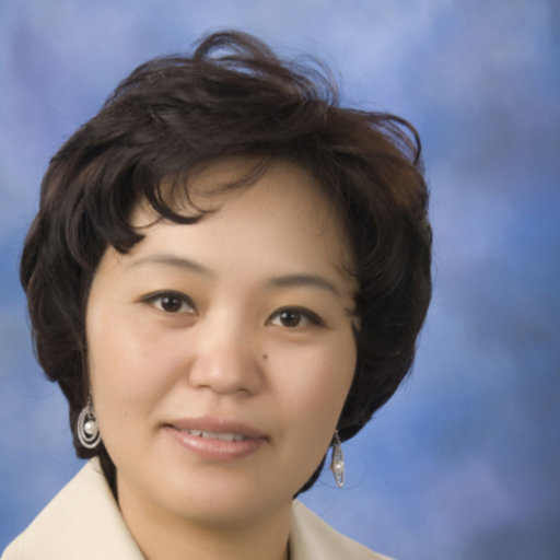 A head shot of a woman, Ariun Ishdorj, on a blue background