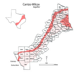 A graphic of the Carrizo-Wilcox aquifer.