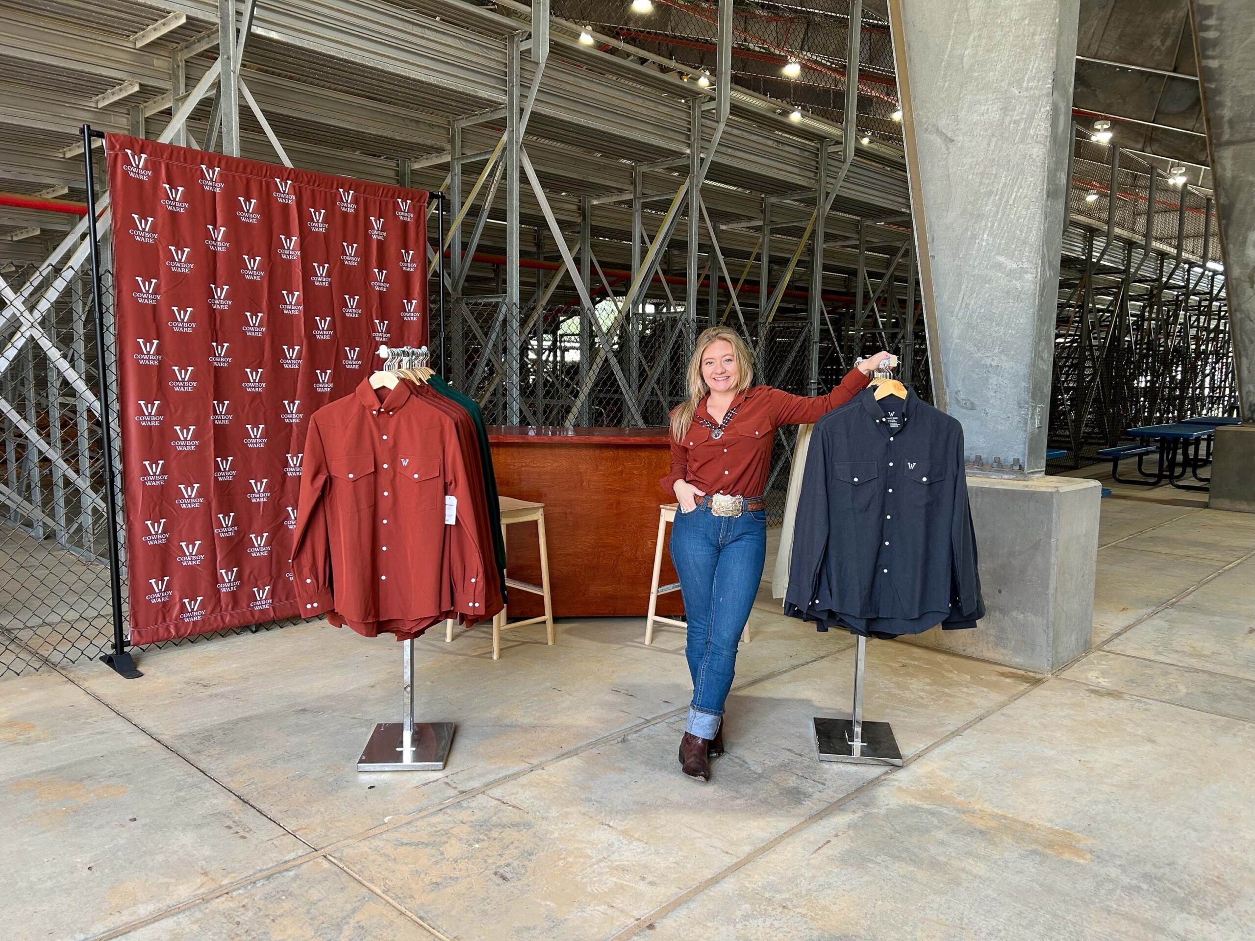 Woman standing with western wear clothing