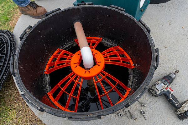 An overhead view of a septic tank