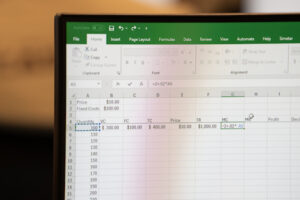 An Excel sheet with numbers