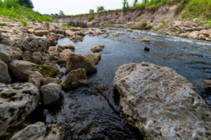 water flowing through rocks